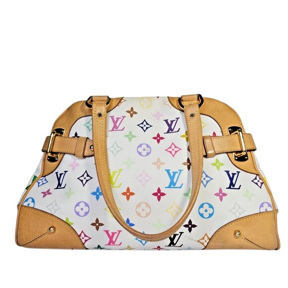LOUIS VUITTON Takashi Murakami White Multicolor Claudia Speedy Satchel Shoulder - Picture 2 of 16